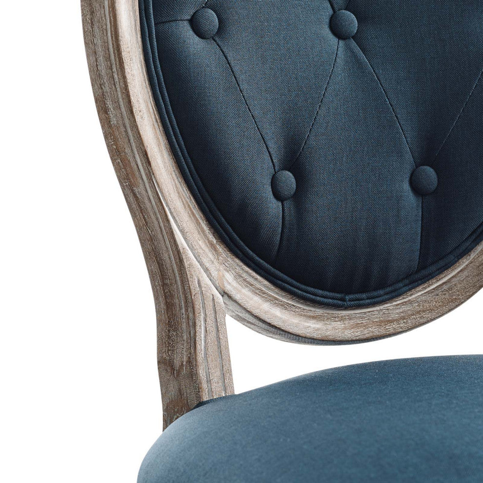 Arise Vintage French Upholstered Fabric Dining Side Chair Natural Light Blue