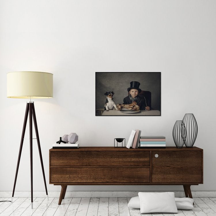 "The Dinner" Framed Canvas Giclee by Monika Vanhercke, 37x25"