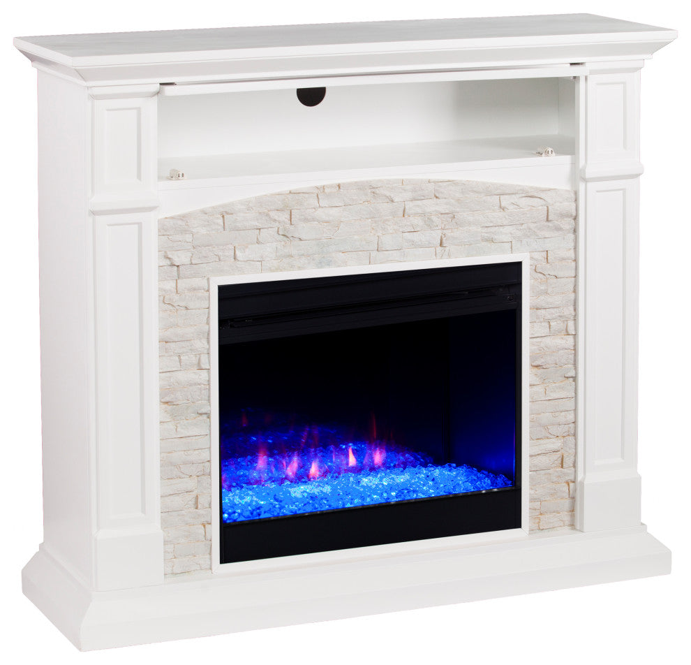 Savannah Color Changing Media Fireplace, White