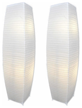 Modern Paper  Floor Lamp Chrome With Pure-White Paper Shade, 2-Pack