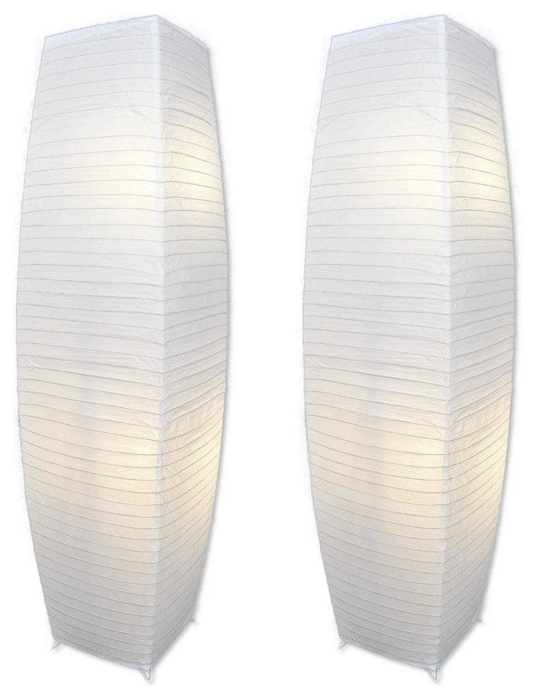 Modern Paper  Floor Lamp Chrome With Pure-White Paper Shade, 2-Pack