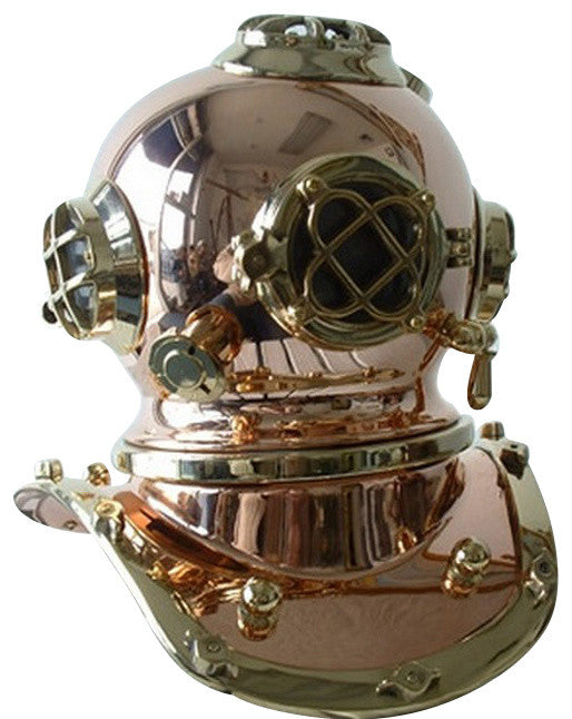 12" Polished Brass and Copper Mark V Dive Helmet