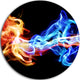 Red And Blue Smoke Abstract, Digital Art Round Metal Wall Art, 11"