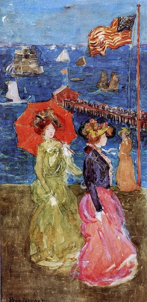 Maurice Prendergast Figures under the Flag, Gallery Wrapped Canvas, 15"x30"