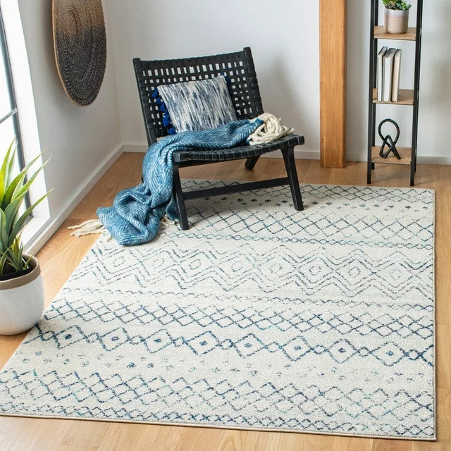 Modern Transitional Geometric Rug, Power Loomed for Lasting Color and Easy Care, Ivory-Navy/12' X 15'