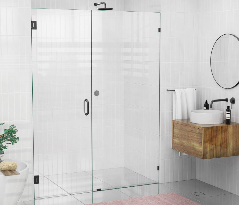 78"x60" Frameless Shower Door Wall Hinge, Matte Black