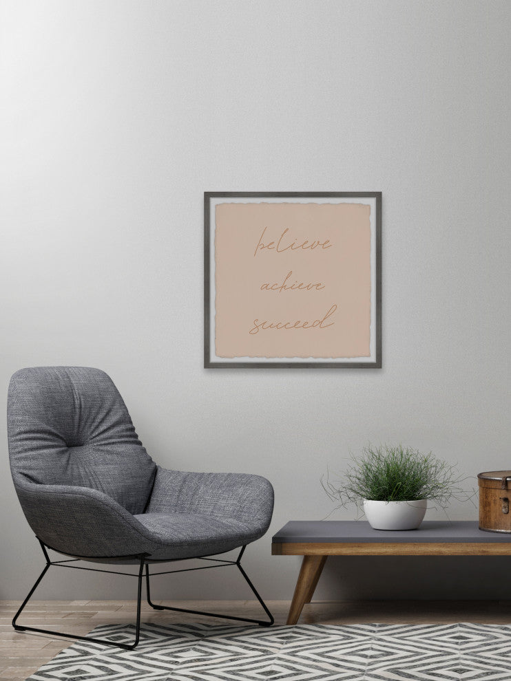 "Believe Achieve Succeed" Framed Painting Print, 12x12