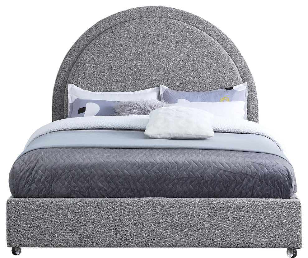 Milo Velvet Upholstered Bed, Gray, Full