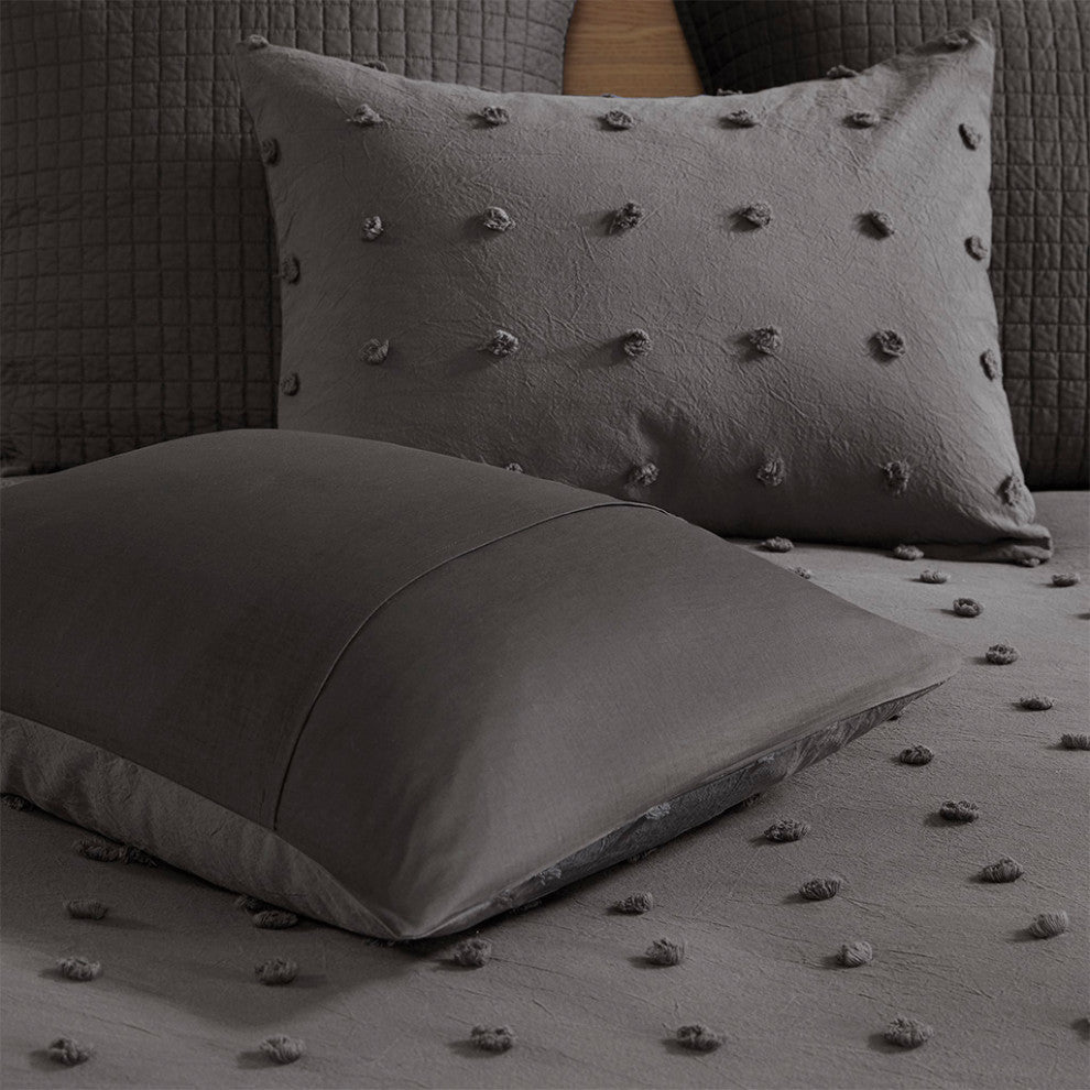 Urban Habitat Brooklyn Pom-Pom 7-Piece Duvet Cover Set, Grey