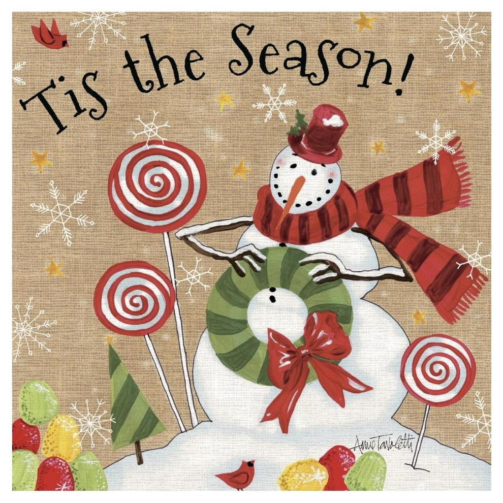 "Sweet Snowmen III" Digital Paper Print by Anne Tavoletti, 26"x26"