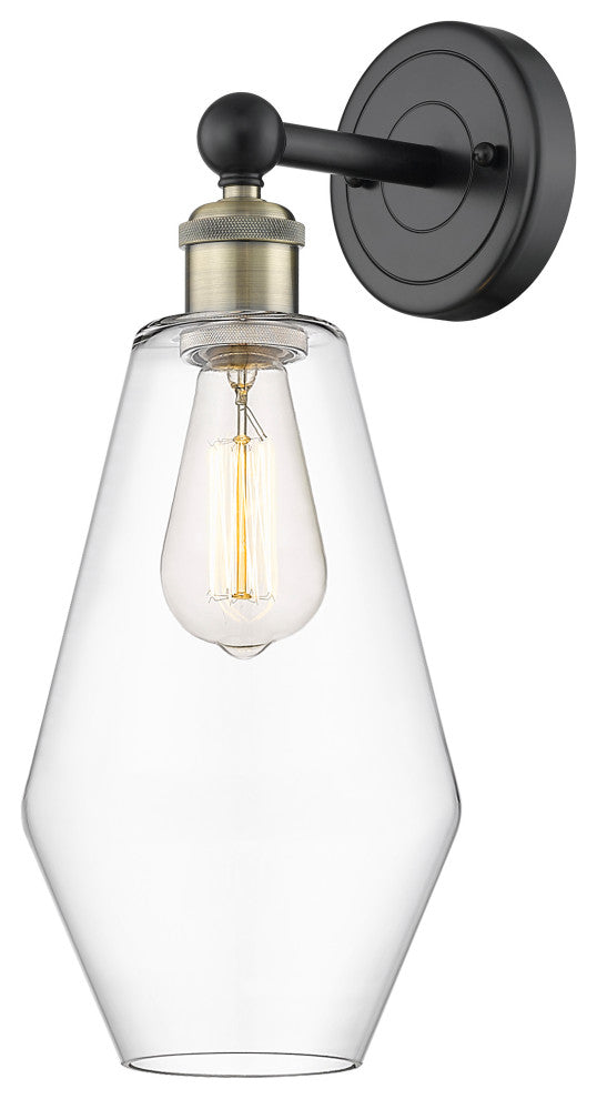 Edison Cindyrella 1-Light 7" Sconce, Black Antique Brass, Clear Shade