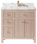 Sonoma Oak 36" Center Sink Bath Vanity With 2" Viola Gold