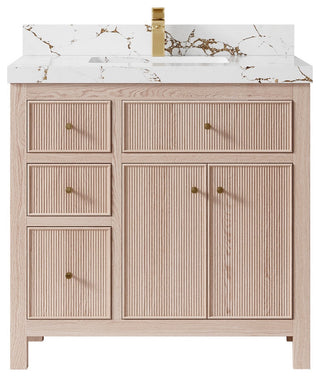 Sonoma Oak 36" Center Sink Bath Vanity With 2" Viola Gold