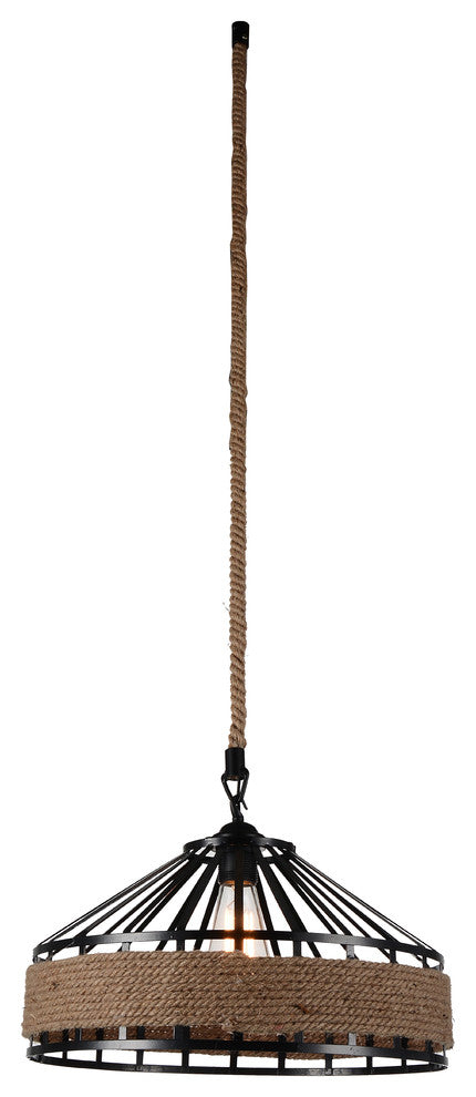 Padma 1 Light Down Pendant With Black Finish