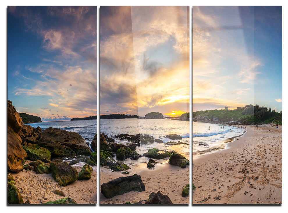 "Sydney Seashore during Sunset" Metal Wall Art, 3 Panels, 36"x28"