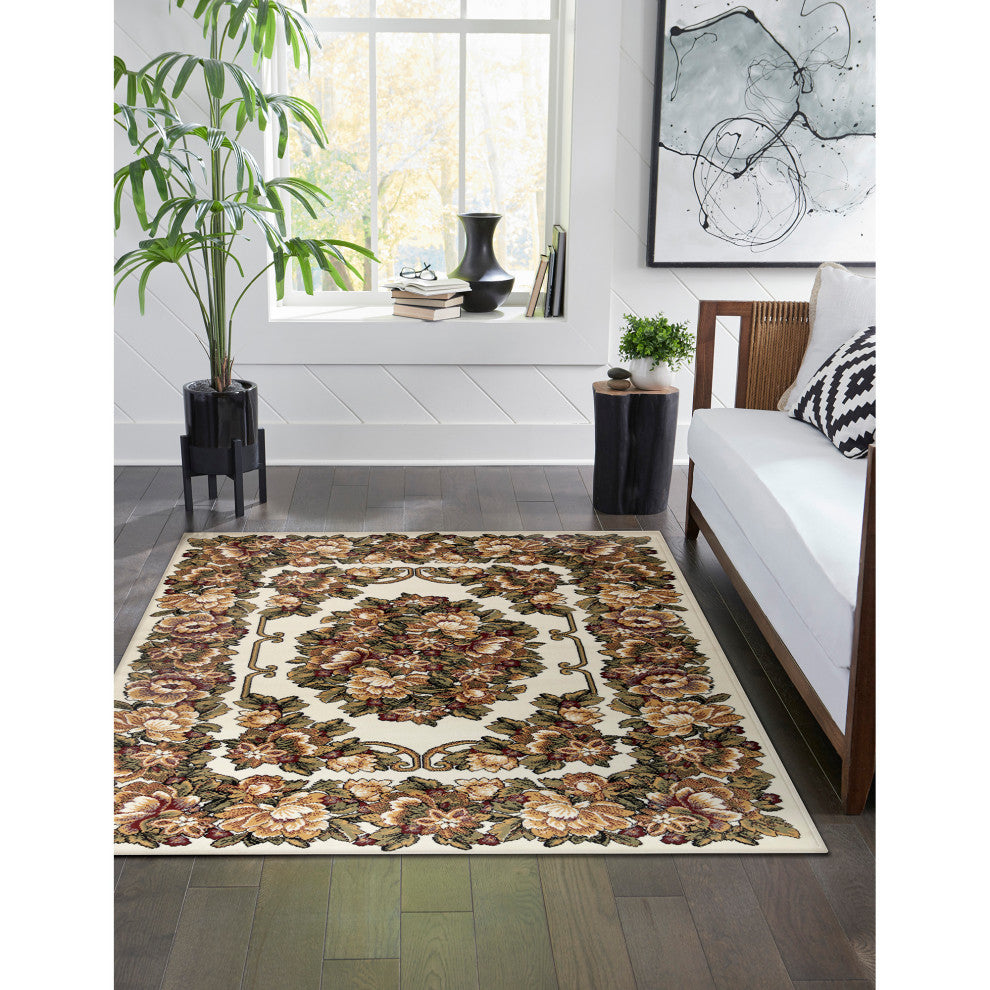 Aurora Aubusson Indoor Rug Ivory 5'3"x7'6"