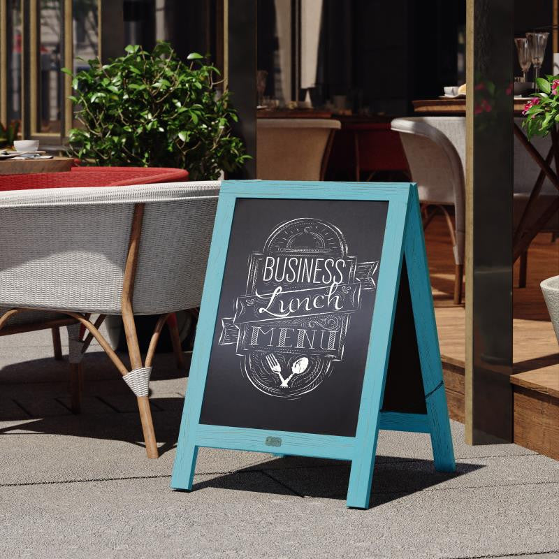 30" x 20" A-Frame Magnetic Indoor/Outdoor Double Sided Chalkboard-Robin Blue