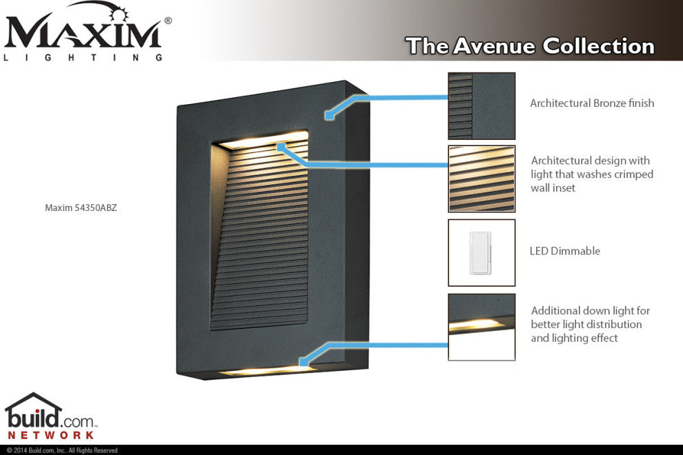 Maxim 54350 Avenue 10" LED Wall Sconce - Architectural Bronze