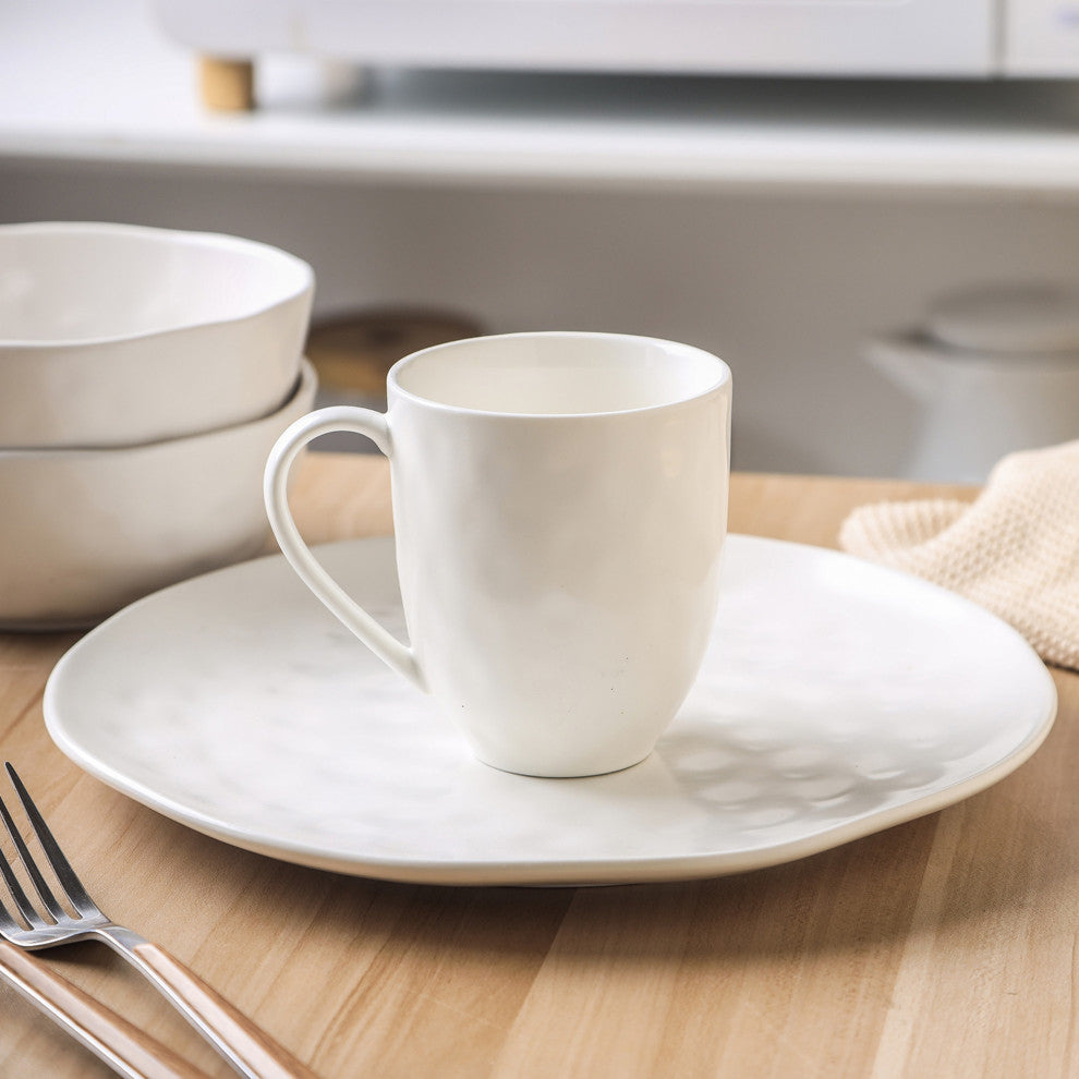 Stone Lain Ivy Porcelain 24 Piece Dinnerware Set, White