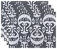 18"x14" Ikat, Geometric Print Placemat, Gray, Set of 4