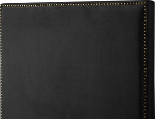Harlie Velvet Upholstered Bed, Black, Queen
