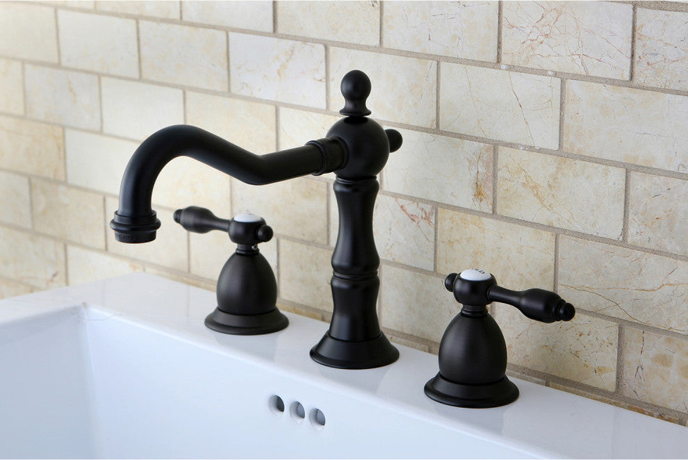 Kingston Brass Widespread Bathroom Faucet With Brass Pop-Up, Oil Rubbed Bronze