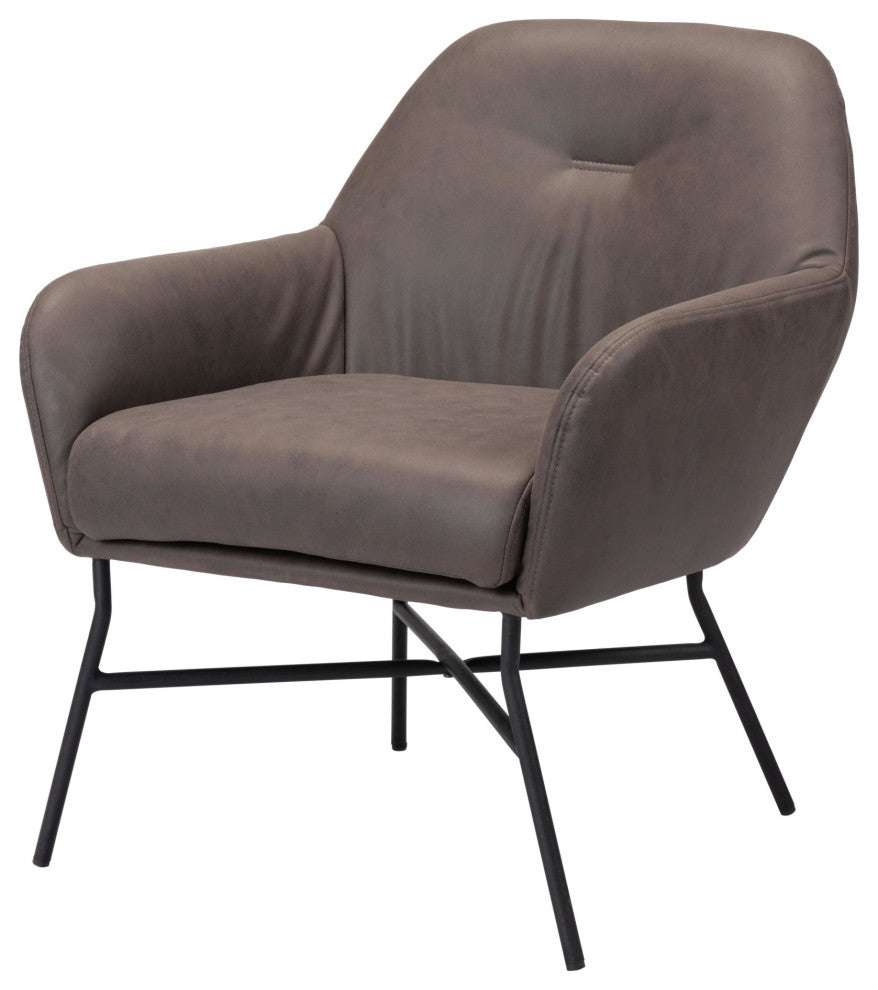 Accent Chair, Steel Metal, Vintage Brown, Black, Lounge Cafe Lobby Hospitality