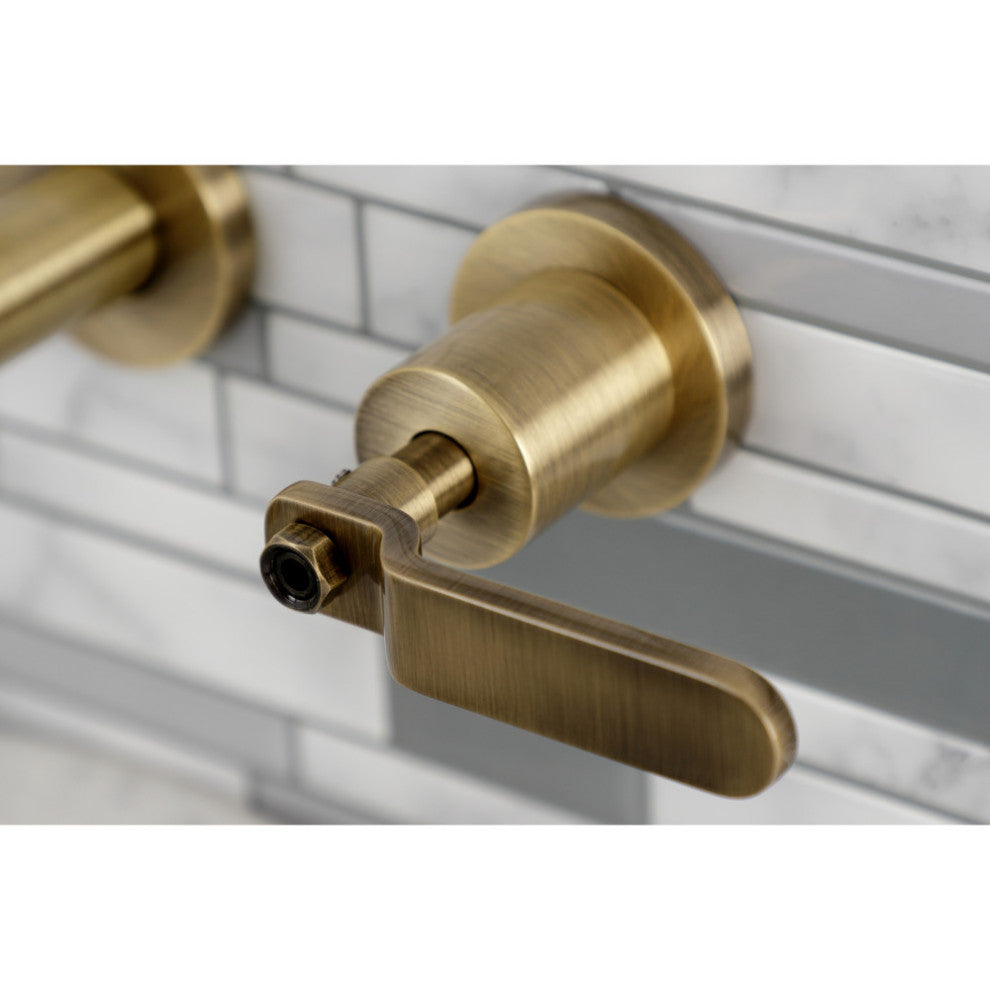 Kingston Brass KS8123KL Two-Handle Wall Mount Bathroom Faucet, Antique Brass