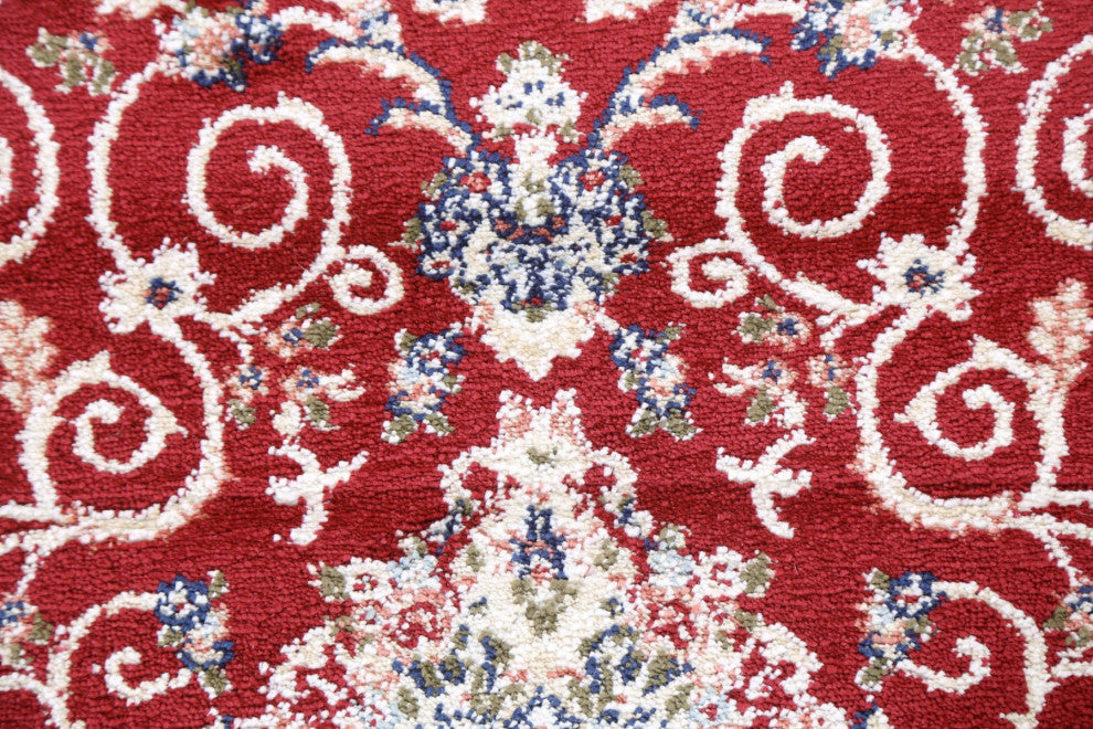 Red Floral Medallion Transitional Turkish Rug Oriental Carpet 3x8