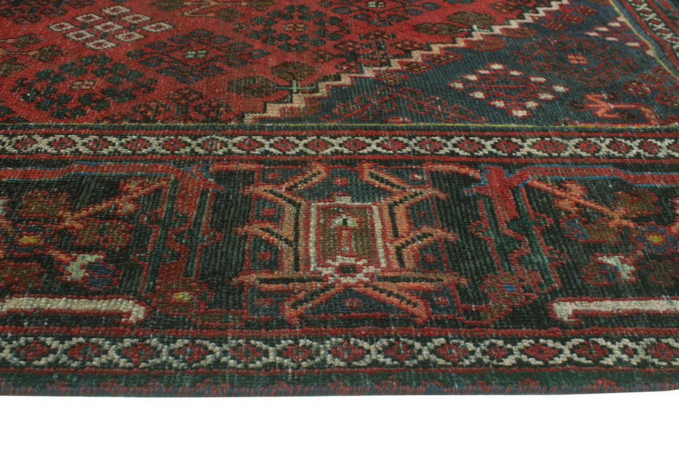 Fine Vintage Distressed Mahnoor Red/Charcoal Rug, 6'4x9'4