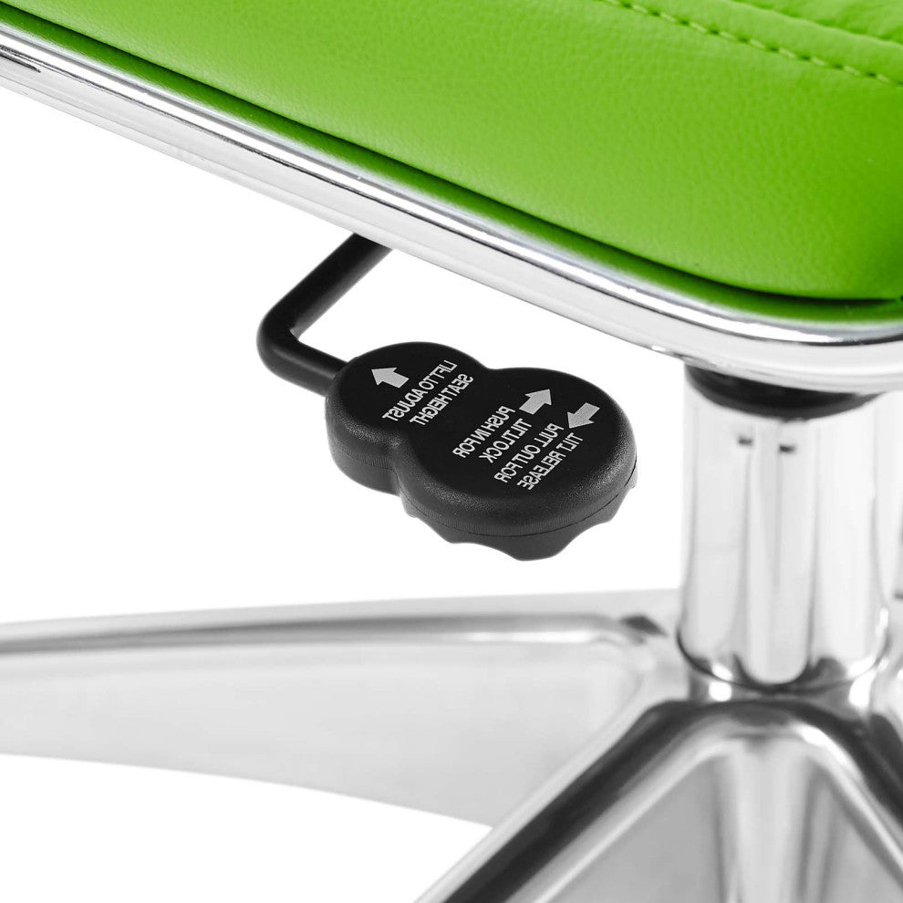 Computer Work Desk Chair, Faux Leather, Green, Modern, Home Business Office