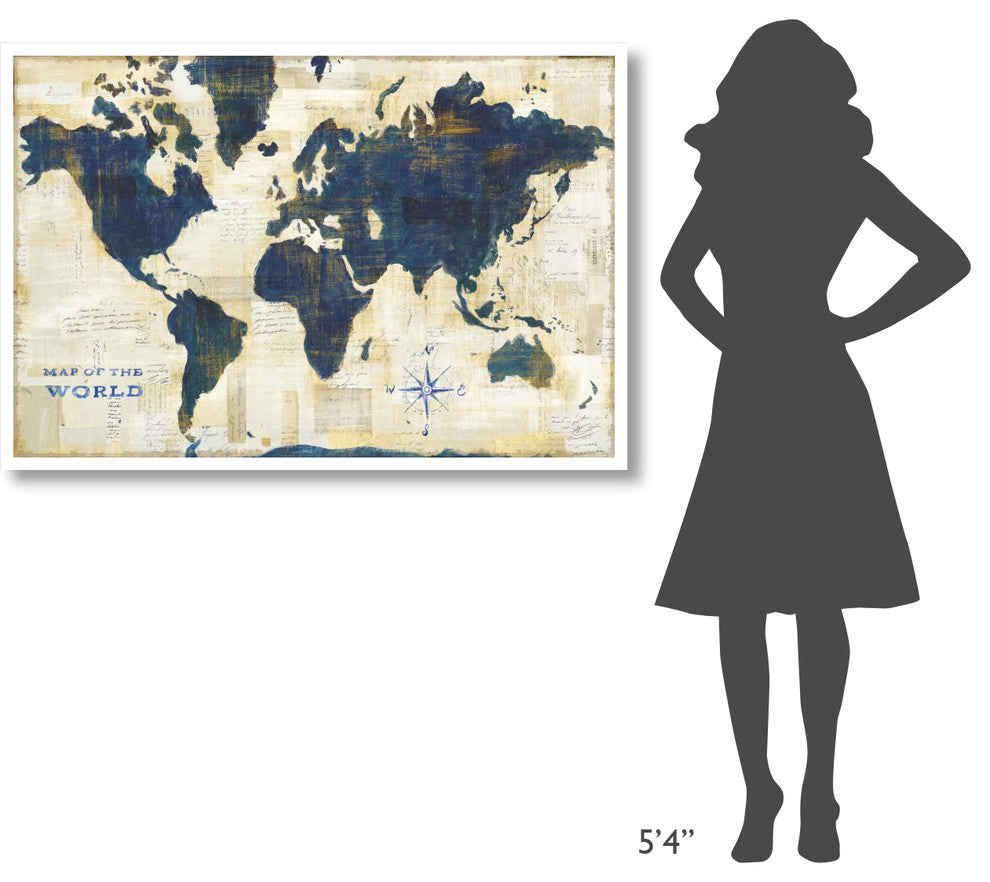 "World Map Collage" Digital Paper Print by Sue Schlabach, 50"x34"
