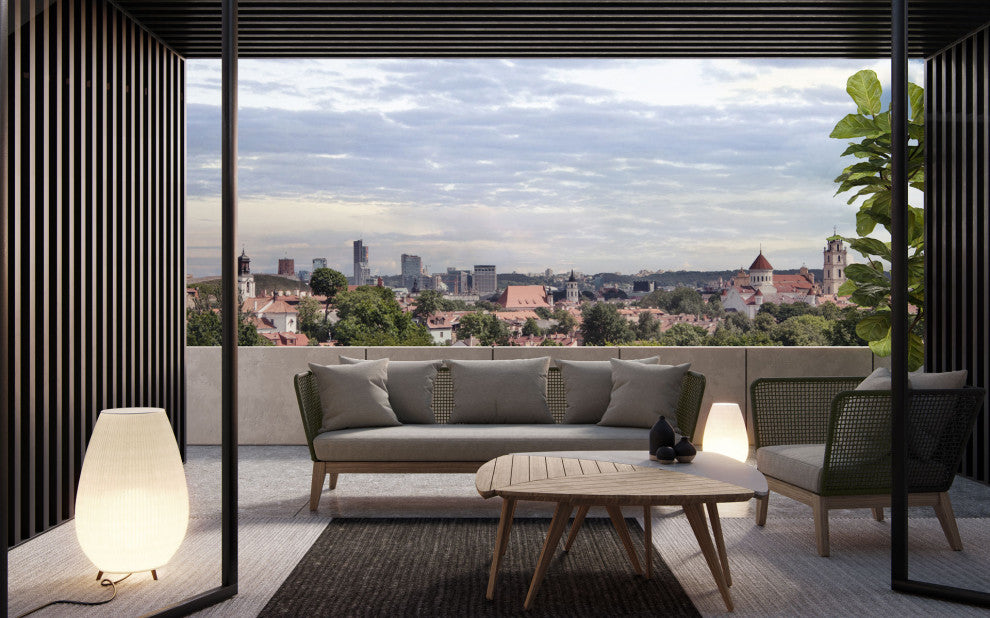 Netta Outdoor Sofa in Feather Gray Fabric