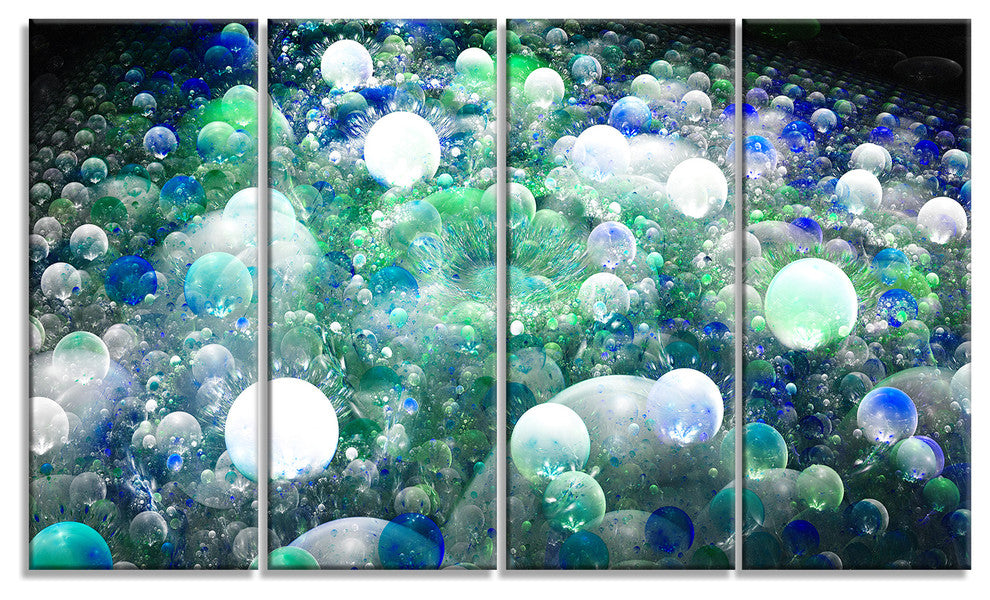 Colorful Molecules Fractal Design, Abstract Canvas Art Print, 48"x28", 4 Panels