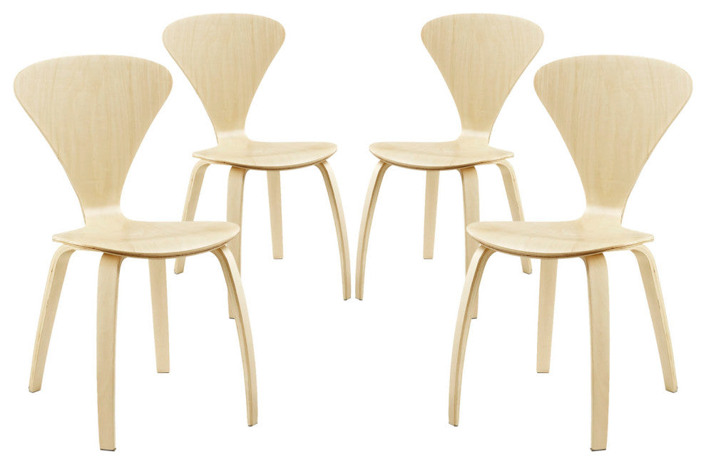 Modern Natural Vortex Dining Chairs Set of 4