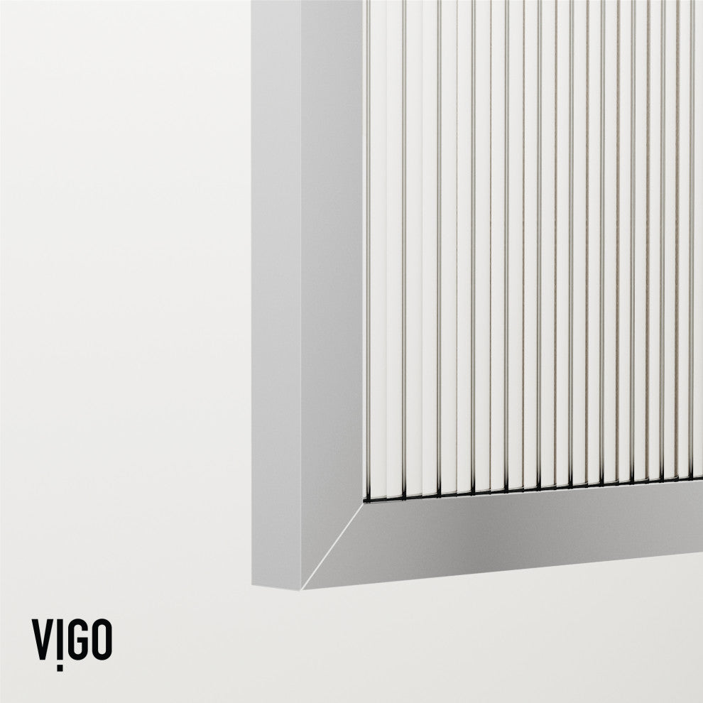 VIGO Meridian Framed Fixed, Chrome, Shower Screen, 34" W X 74" H, Fluted Glass