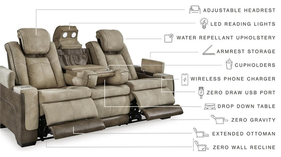 Bowery Hill Modern Faux Leather Power Reclining Sofa in Brown