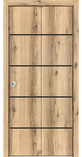 Bi-fold Doors 48 x 96 | Planum 0015 Oak with  | Sturdy Tracks