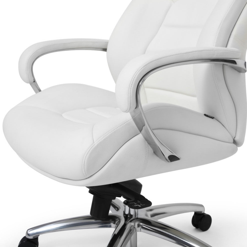 Gates Fully Reclining Adjustable Executive Chair Soft Top Grain Leather, White