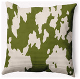 18" x 18" Moo Print Indoor/Outdoor Polyester Throw Pillow, Olive