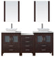 74" Double Bathroom Vanity, Espresso, White Stone, Brushed Nickel