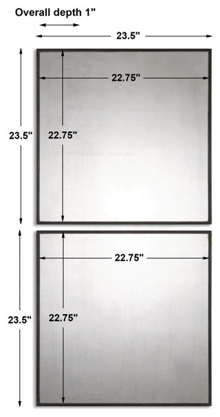 Uttermost Matty Contemporary MDF Wood Antiqued Square Mirrors - Black (Set of 2)