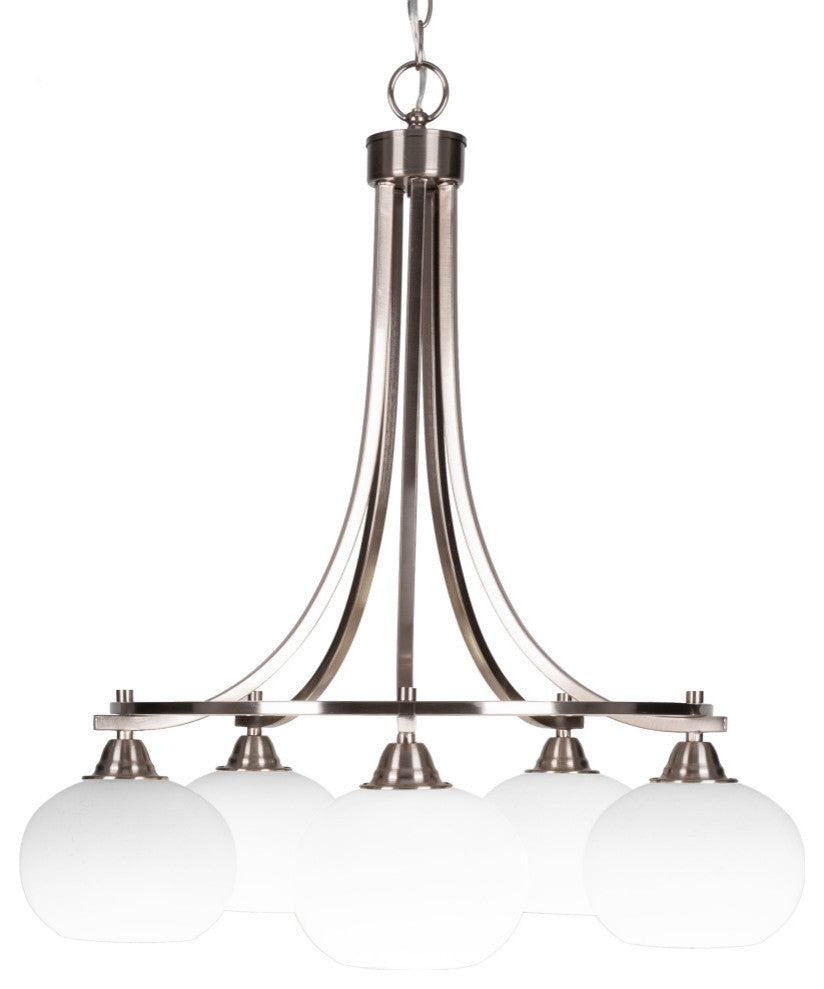 Paramount 5-Light Chandelier, Brushed Nickel, 7" White Muslin Glass