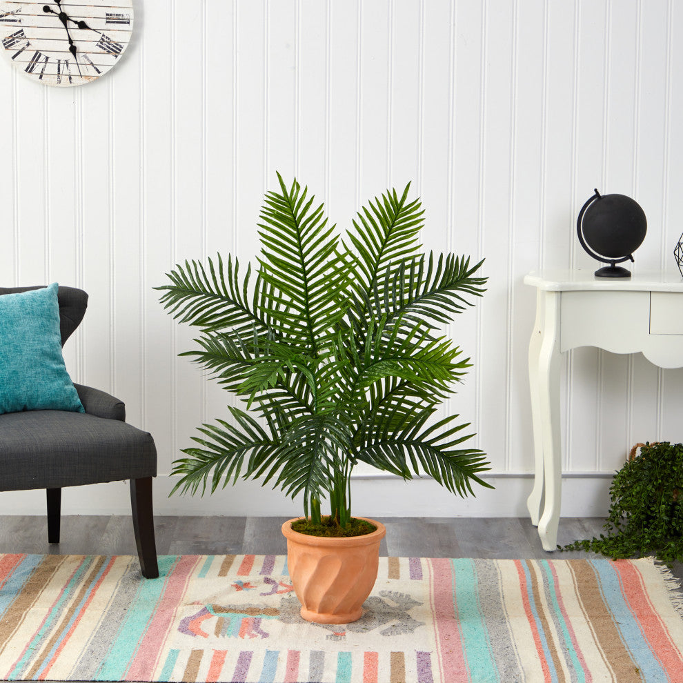 45" Areca Palm Artificial Tree, in Terracotta Planter, Real Touch