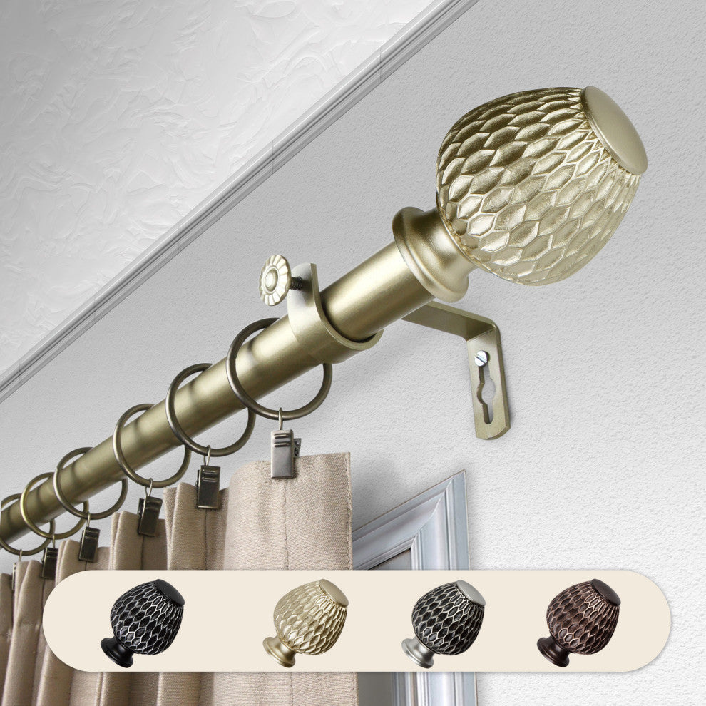 Telmo 1" Curtain Rod, Light Gold, 160-240"
