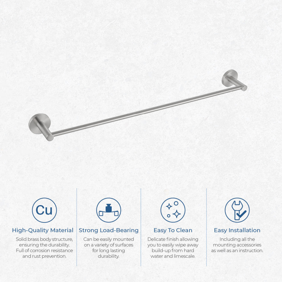 Circular 24" Bathroom Towel Bar KBA1404, Brushed Nickel