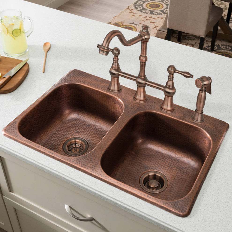 Copper Kitchen Sink Garbage Disposal Flange Stopper, Antique Copper