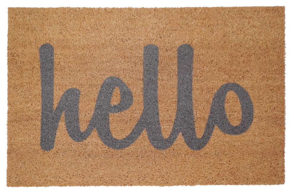 Calloway Mills Script Hello Doormats, Grey/ Natural, 17" X 29" X 0.60"