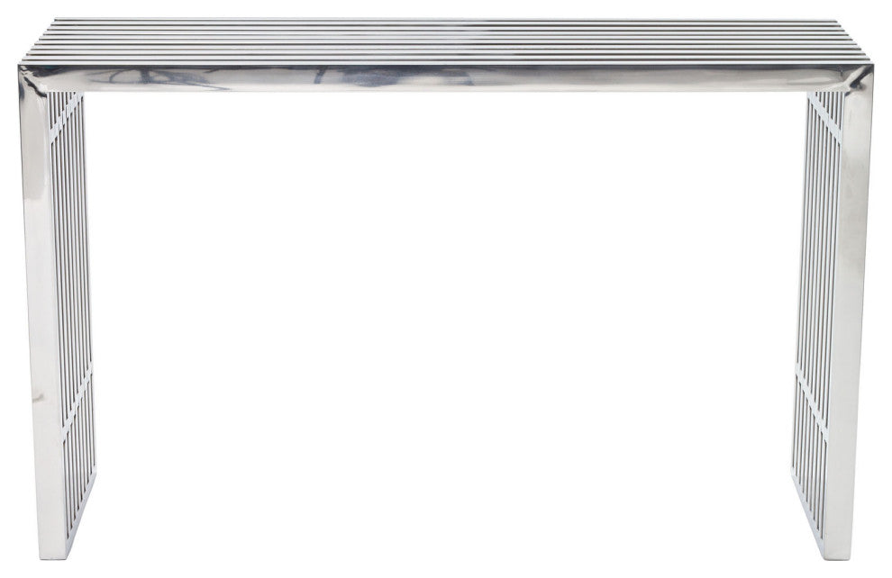Modern Silver Gridiron Console Table