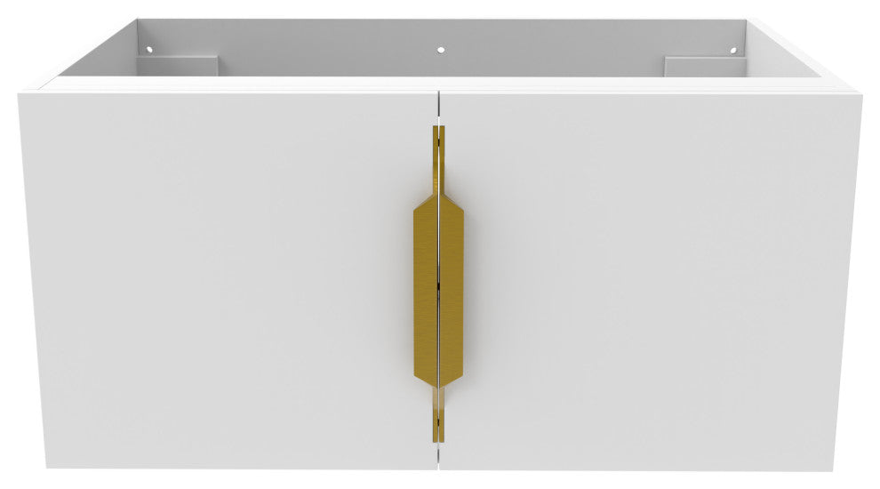 CastelloUSA Alpine 30" Wall Mounted Vanity, Base Only, White, Gold Handles